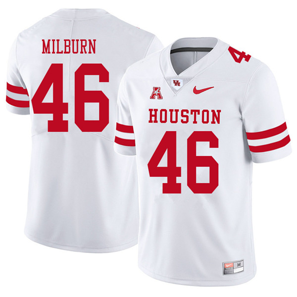 2018 Men #46 Jordan Milburn Houston Cougars College Football Jerseys Sale-White - Click Image to Close